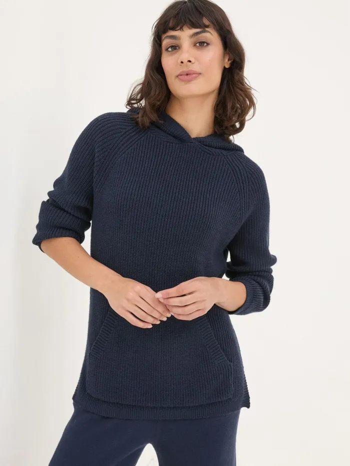 Fat Face Sweatshirts and Hoodies Blue Navy Knitted Hoodie 8211 Women