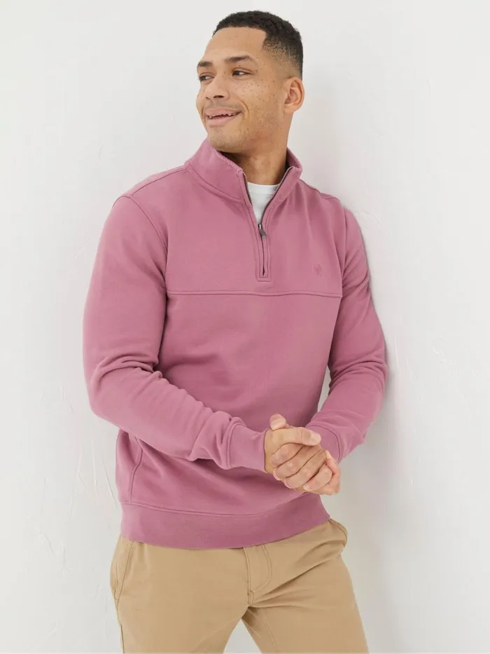 Fat Face Sweatshirts and Hoodies Fowey Pink Half Neck Sweatshirt 8211 Men