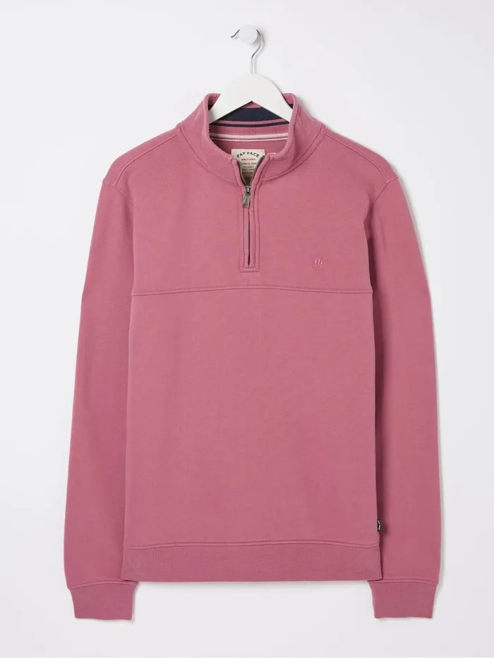 Fat Face Sweatshirts and Hoodies Fowey Pink Half Neck Sweatshirt 8211 Men