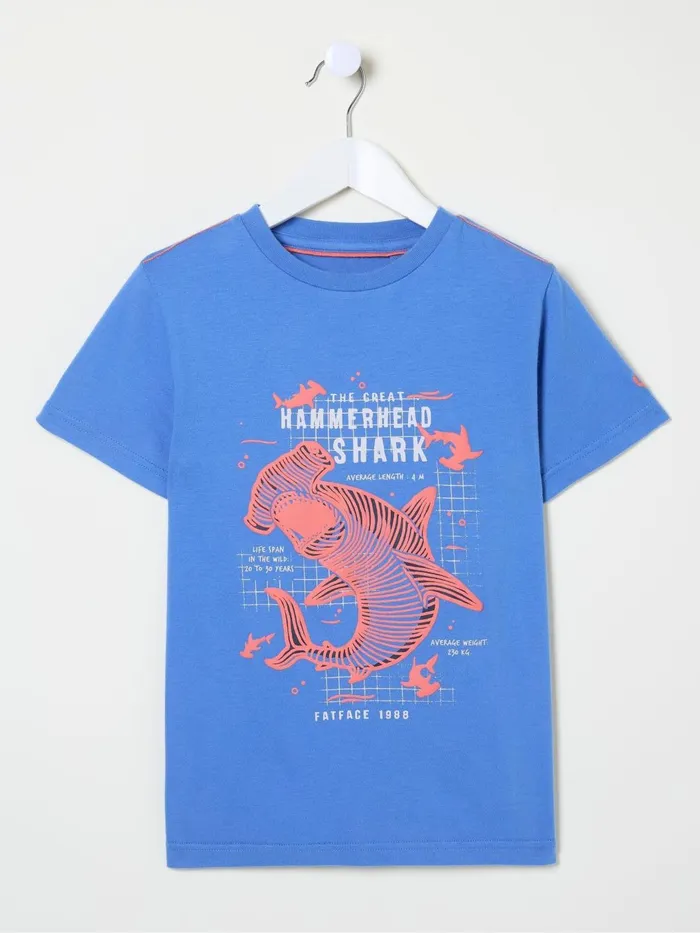 Fat Face TShirts and Polos Blue Hammerhead Shark TShirt 8211 Kids