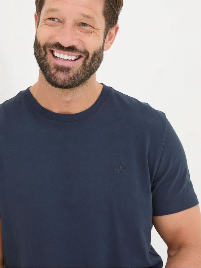 Fat Face TShirts Lulworth Navy Blue 100 Cotton Organic Crew TShirt 8211 Men