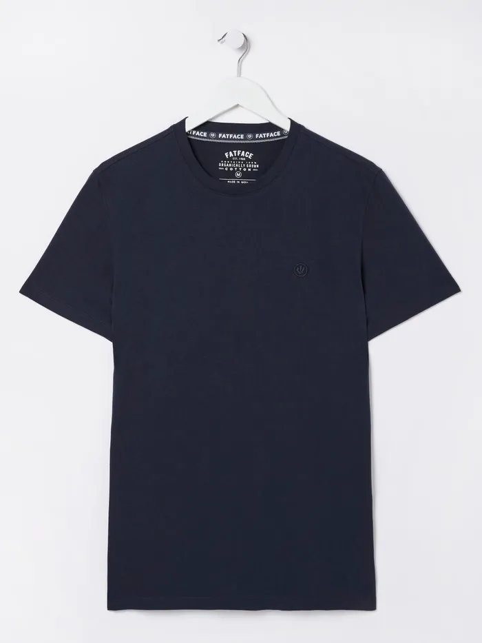 Fat Face TShirts Lulworth Navy Blue 100 Cotton Organic Crew TShirt 8211 Men