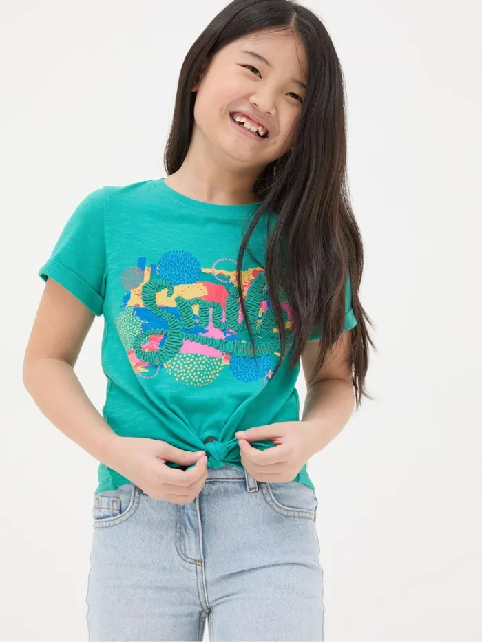 Fat Face Tops and TShirts Blue Smile Graphic TShirt 8211 Kids