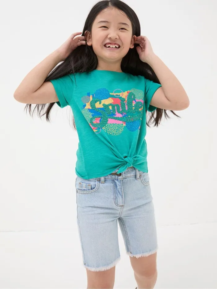 Fat Face Tops and TShirts Blue Smile Graphic TShirt 8211 Kids