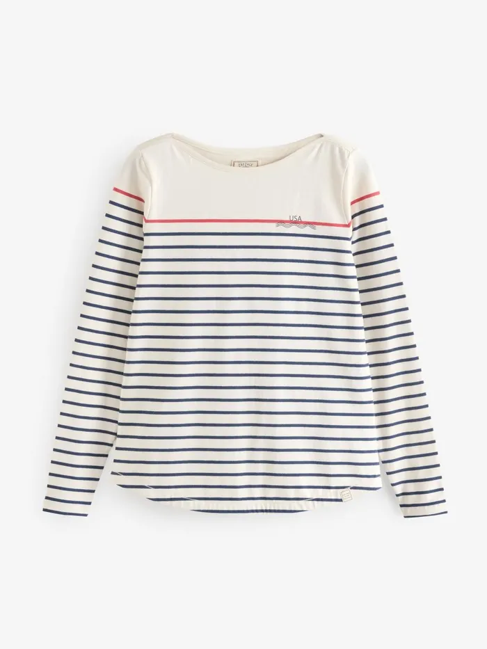 Fat Face Tops and TShirts Cream Ivory Usa Breton TShirt 8211 Women