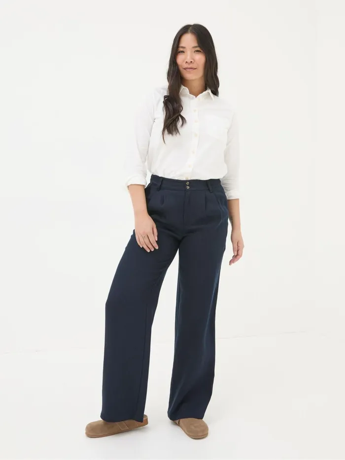 Fat Face Trousers and Leggings Navy Ginger Wide Leg Drape Trousers 8211 Women