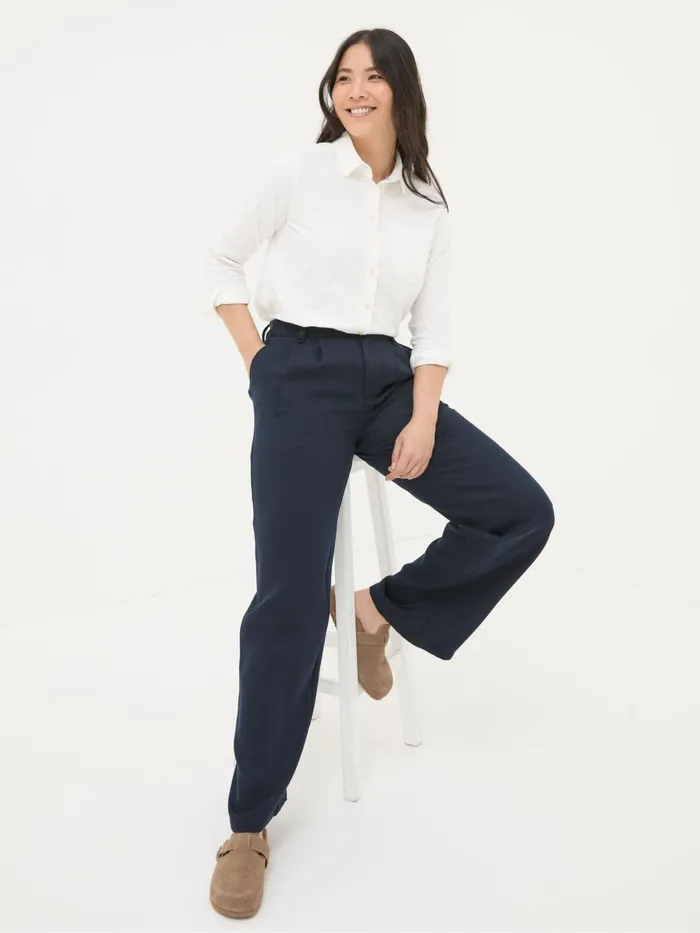 Fat Face Trousers and Leggings Navy Ginger Wide Leg Drape Trousers 8211 Women