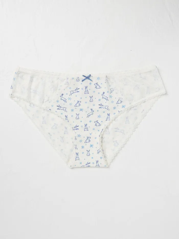 Fat Face Underwear Chalk White Winter Bunny Mini Knickers 8211 Women