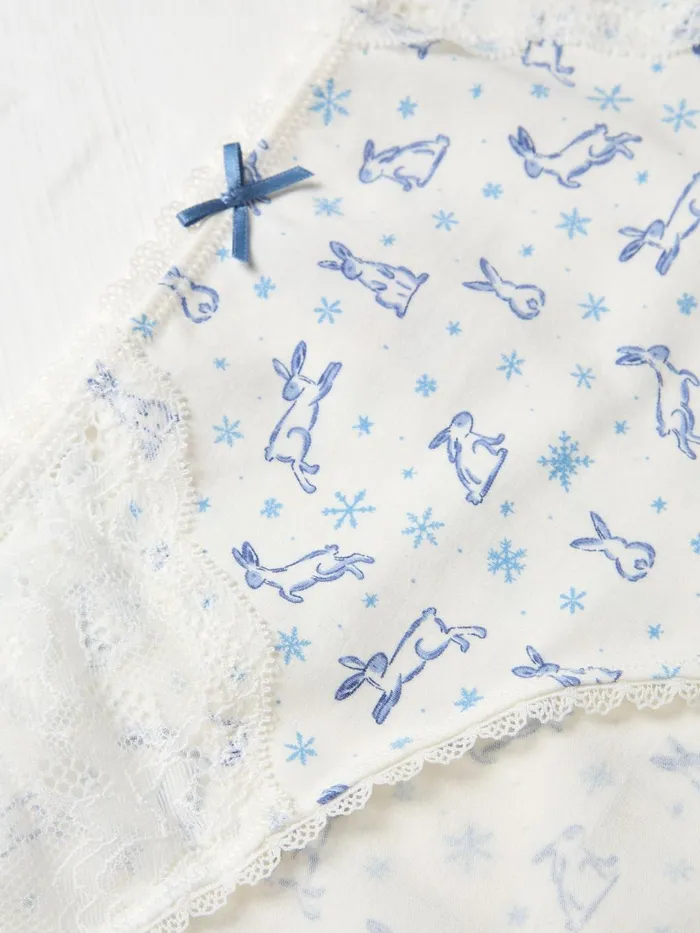 Fat Face Underwear Chalk White Winter Bunny Mini Knickers 8211 Women