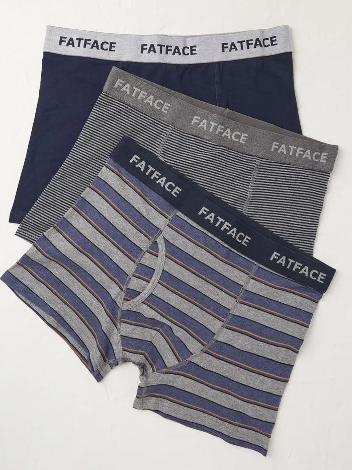 Fat Face Underwear Navy BlueGrey Stripe Cotton Boxers 3 Pack 8211 Men