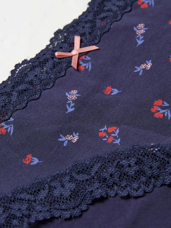 Fat Face Underwear Rose Blue Floral Stripe Short Knickers 8211 Women