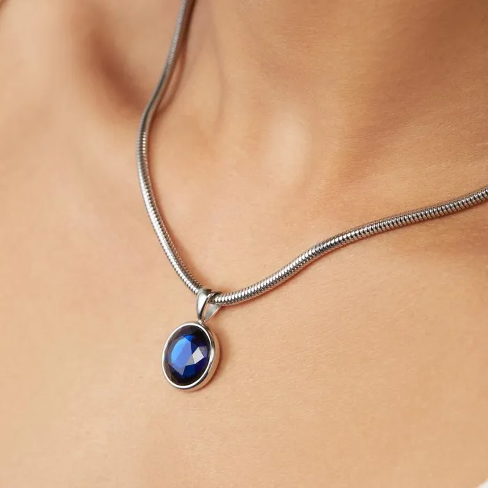 Fine Jewelry Women Alex And Ani Sapphire Crystal Necklace Stainless Steel Silver