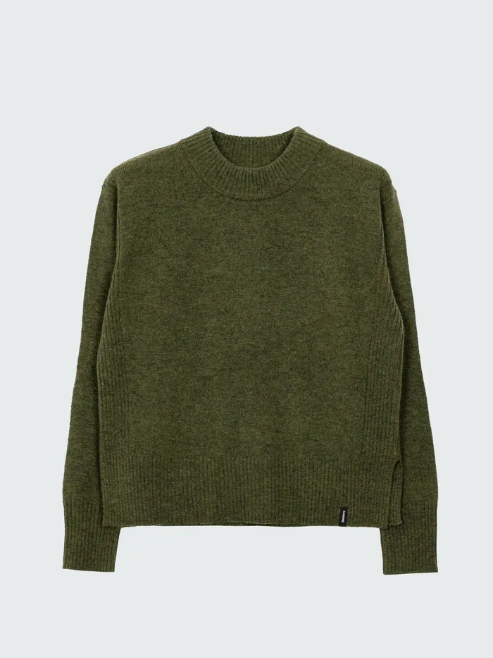 Finisterre Knitwear Women Cavan Ribbed Knit Sweater Olive