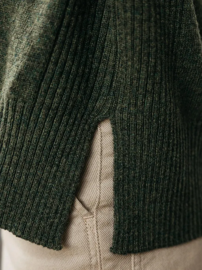 Finisterre Knitwear Women Cavan Ribbed Knit Sweater Olive