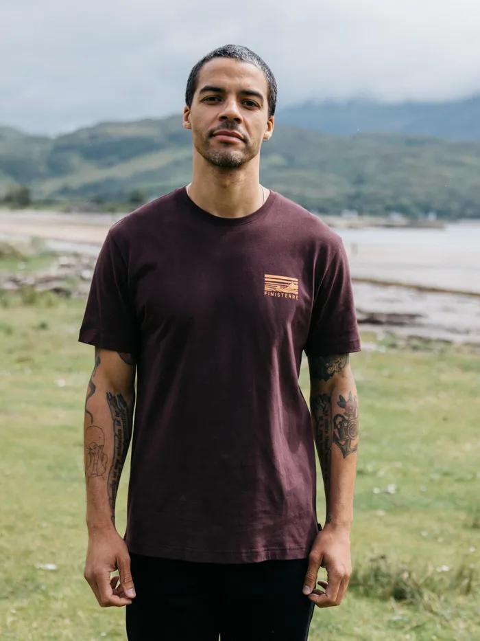 Finisterre TShirts Men Cape TShirt Black Cherry