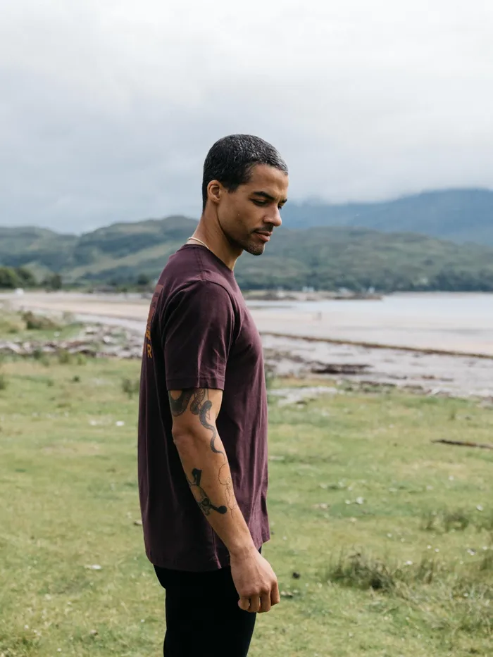 Finisterre TShirts Men Cape TShirt Black Cherry
