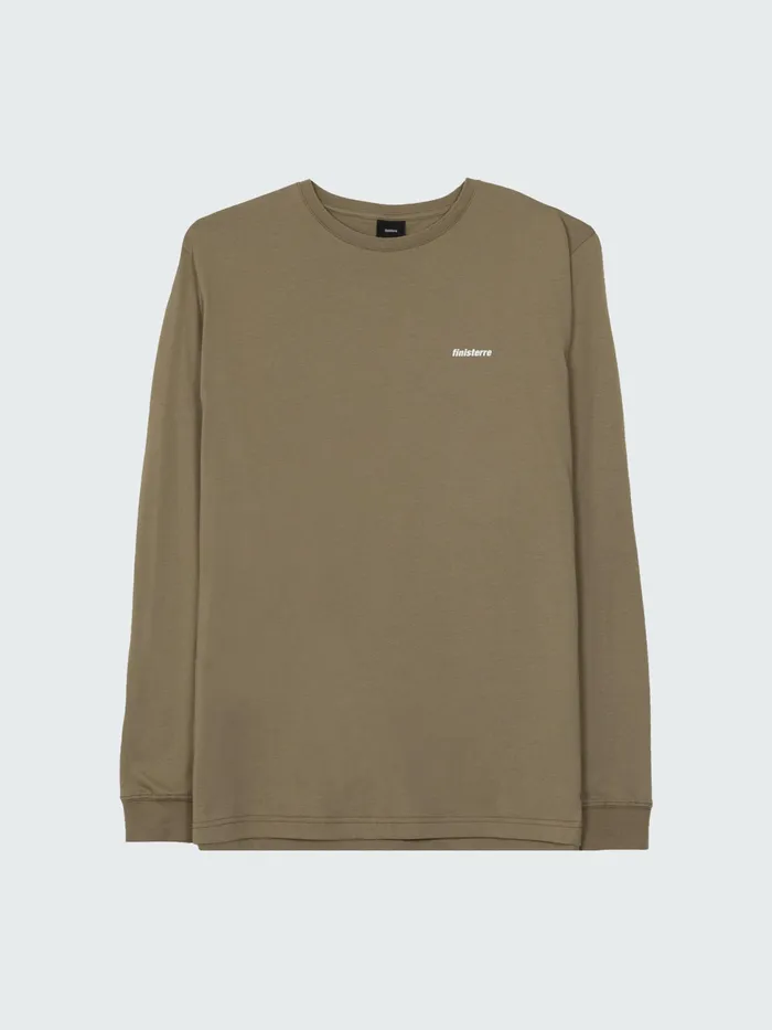 Finisterre TShirts Men Harlyn Logo Long Sleeve TShirt Willow Green