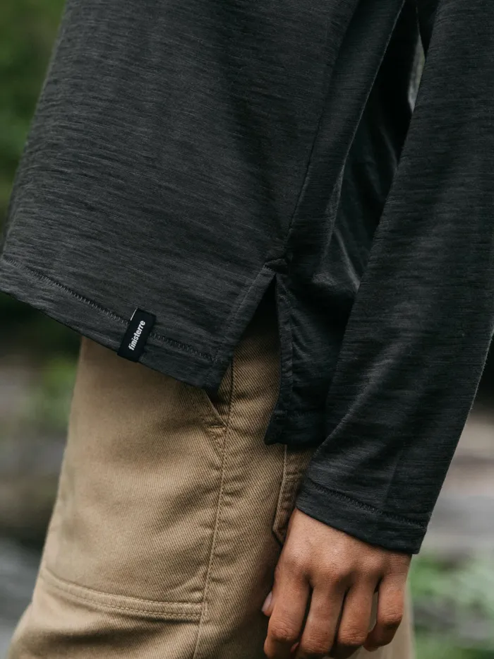 Finisterre Tops and TShirts Women Seeker Merino Long Sleeve TShirt Raven Black