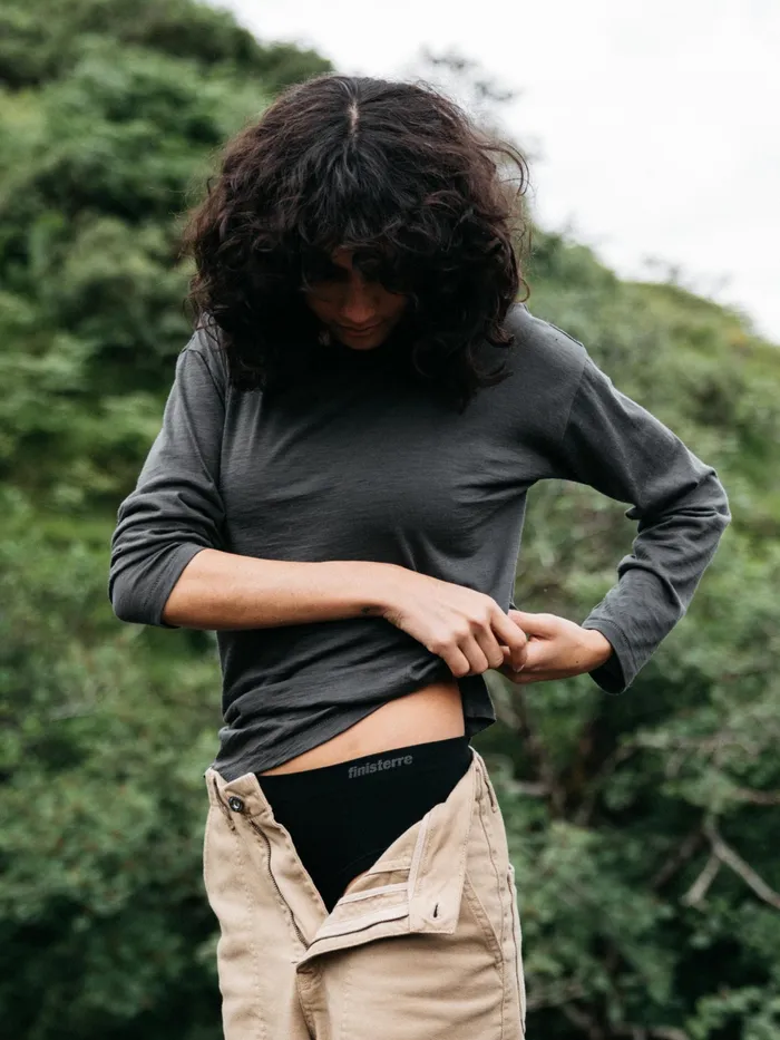 Finisterre Tops and TShirts Women Seeker Merino Long Sleeve TShirt Raven Black