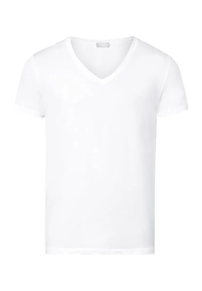 Fitted VNeck Cotton TShirt White Men HANRO Tops and Tees