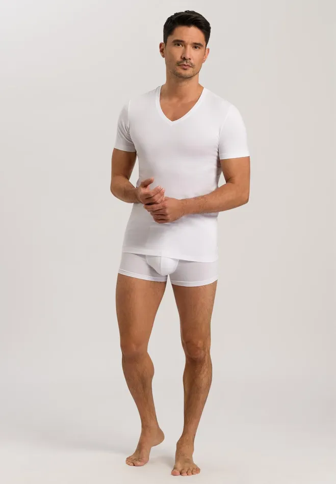 Fitted VNeck Cotton TShirt White Men HANRO Tops and Tees
