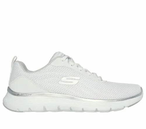 Flex Appeal 50 8211 Uptake White Silver Women SKECHERS Lace Up