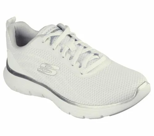 Flex Appeal 50 8211 Uptake White Silver Women SKECHERS Lace Up