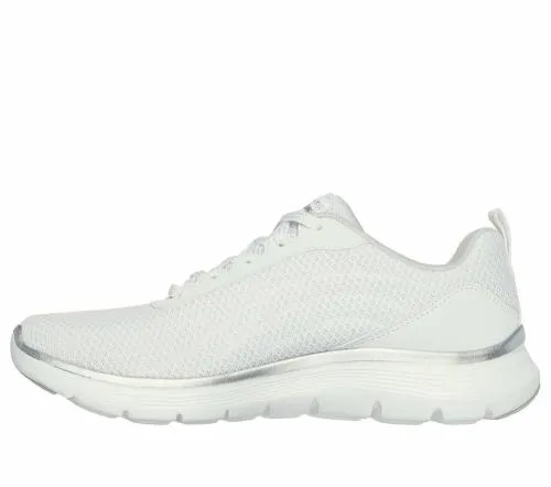 Flex Appeal 50 8211 Uptake White Silver Women SKECHERS Lace Up