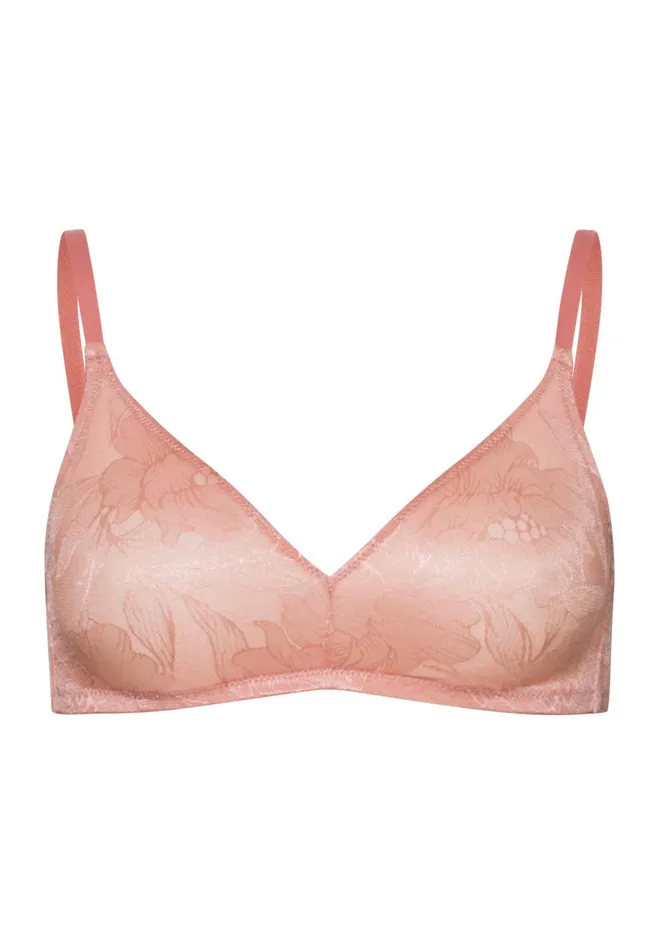 Floral Soft Cup Bra Mocha Powder Women HANRO Wireless Bras