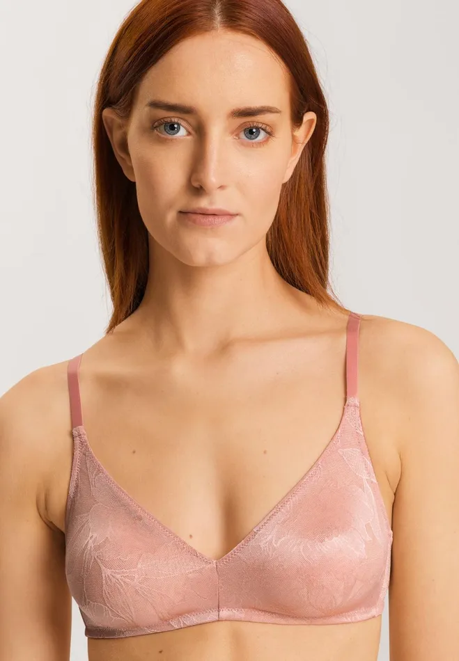 Floral Soft Cup Bra Mocha Powder Women HANRO Wireless Bras