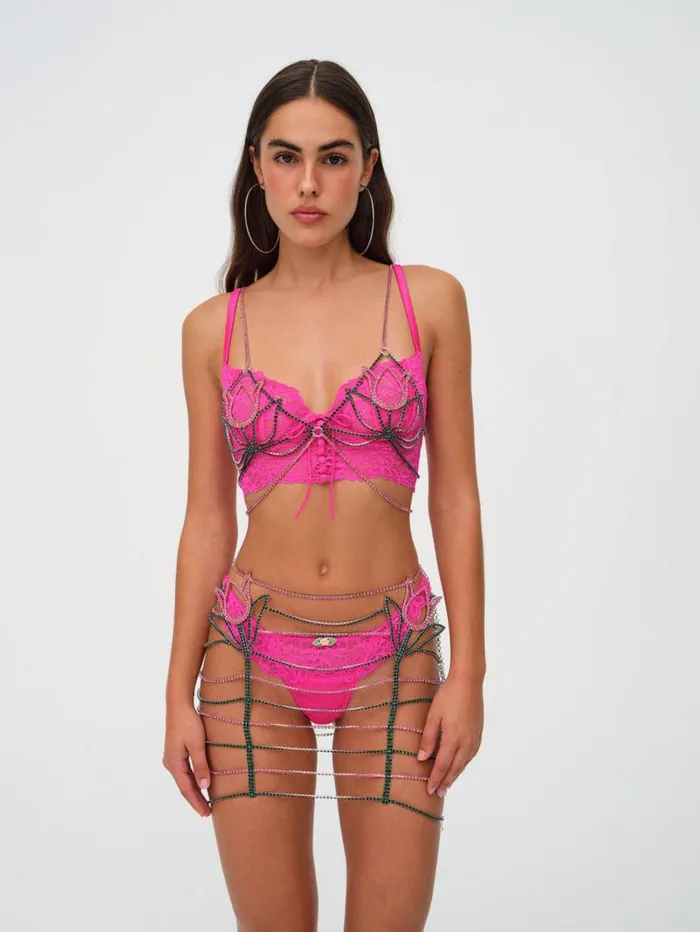 For Love and Lemons Bottoms Tulip Rhinestone Skirt Pink 8211 Women