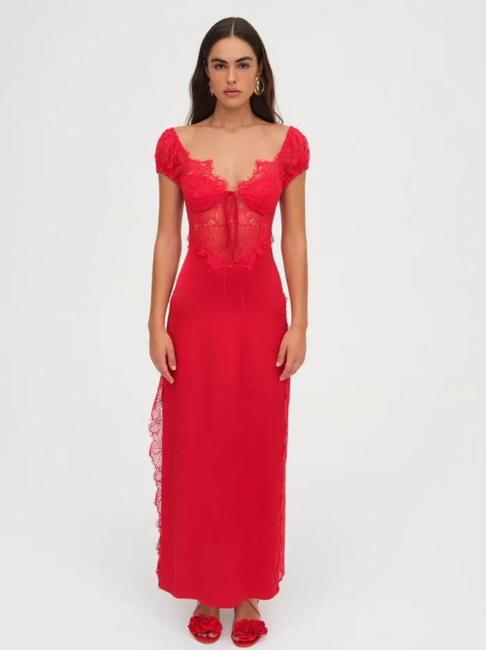 For Love and Lemons Dresses Casey Maxi Dress Red 8211 Women