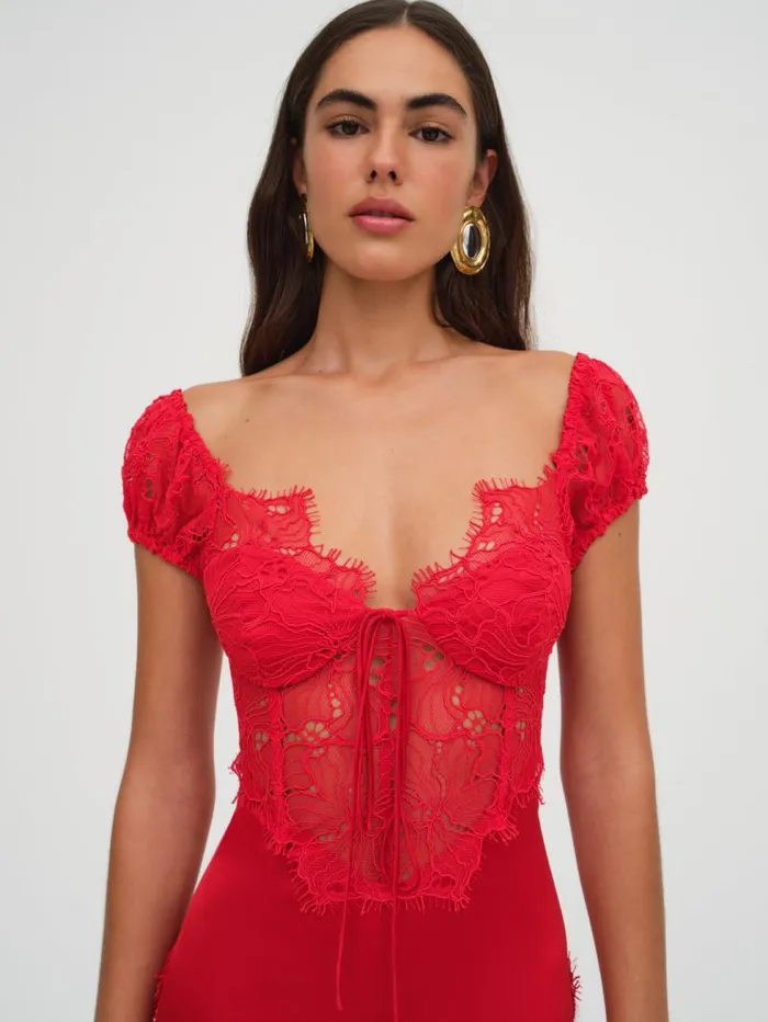For Love and Lemons Dresses Casey Maxi Dress Red 8211 Women For Love and Lemons Dresses Casey Maxi Dress Red 8211 Women