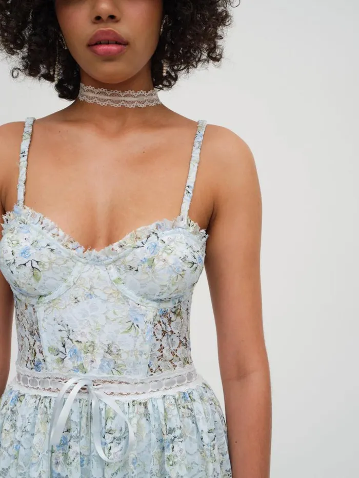 For Love and Lemons Dresses Cecelia Lace Maxi Dress Blue 8211 Women