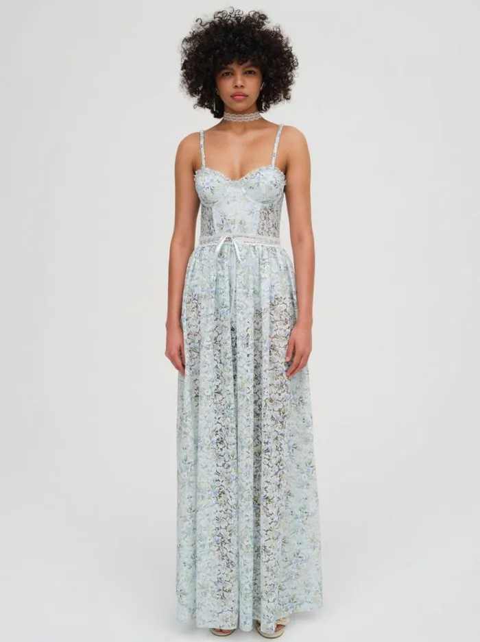 For Love and Lemons Dresses Cecelia Lace Maxi Dress Blue 8211 Women