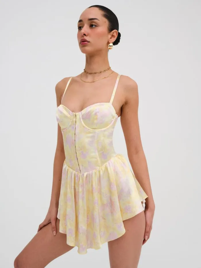 For Love and Lemons Dresses Charlene Mini Dress Yellow 8211 Women