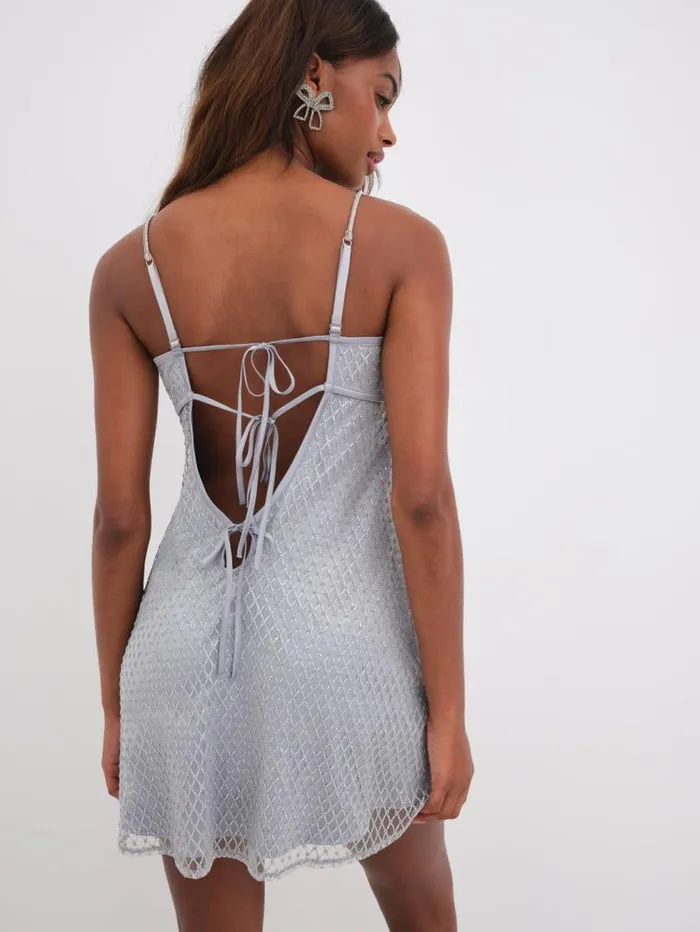 For Love and Lemons Dresses Glitter Slip Dress Silver 8211 Women
