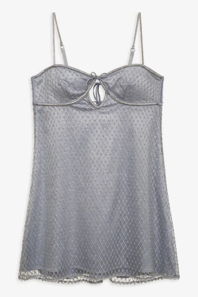 For Love and Lemons Dresses Glitter Slip Dress Silver 8211 Women