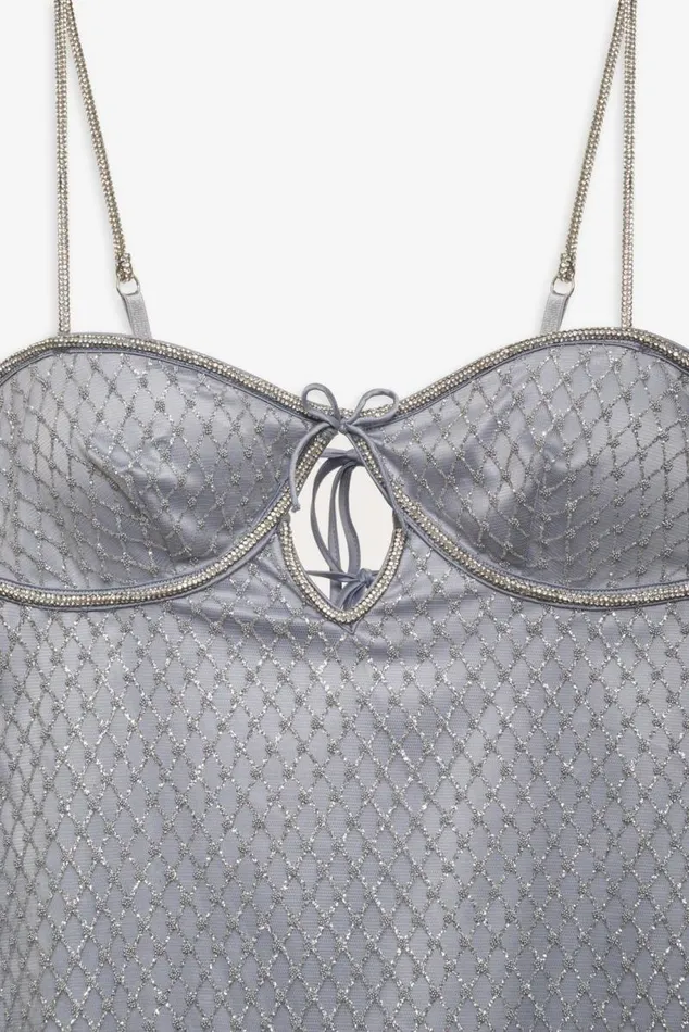 For Love and Lemons Dresses Glitter Slip Dress Silver 8211 Women