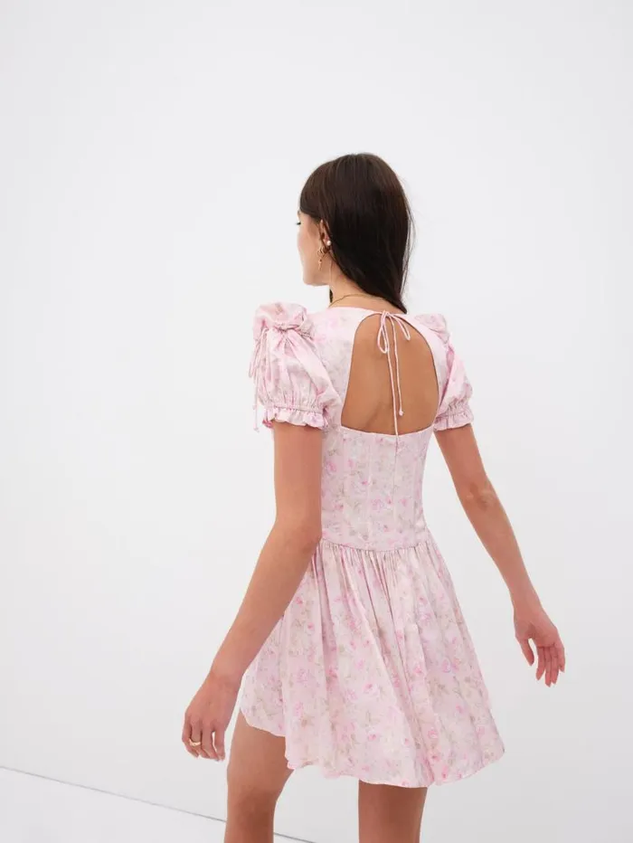 For Love and Lemons Dresses Paulina Puff Sleeve Mini Dress Light Pink 8211 Women