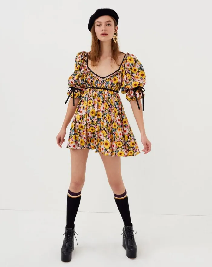 For Love and Lemons Dresses Sylvia Mini Dress Yellow 8211 Women