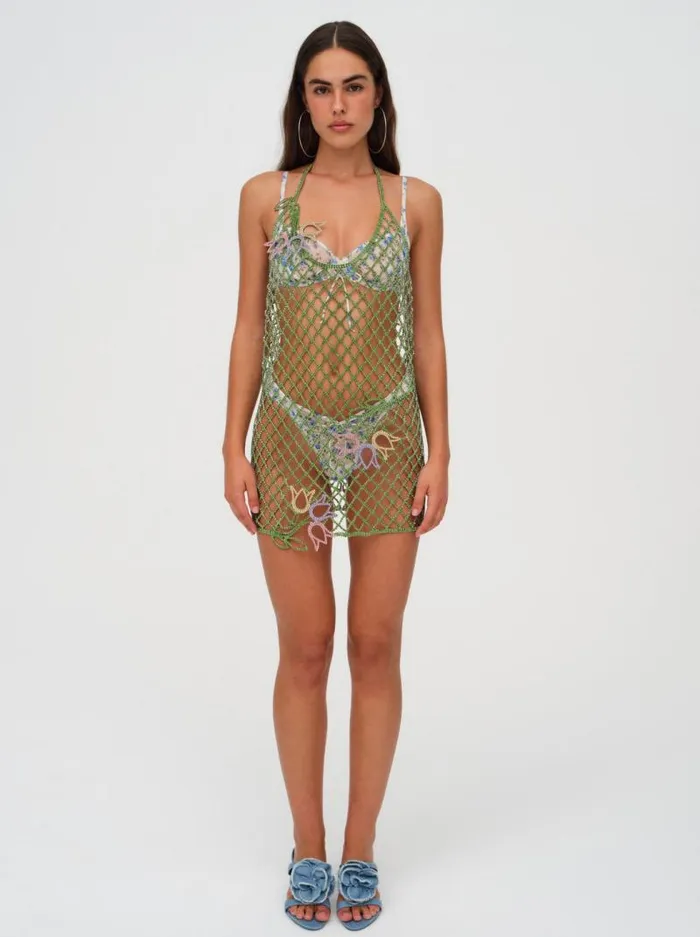 For Love and Lemons Dresses Tulip Grid Rhinestone Dress Green 8211 Women For Love and Lemons Dresses Tulip Grid Rhinestone Dress Green 8211 Women