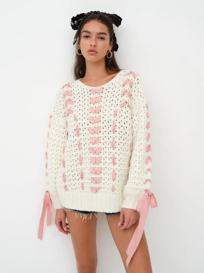 For Love and Lemons Knitwear Laurel Oversized Sweater Ivory 8211 Women For Love and Lemons Knitwear Laurel Oversized Sweater Ivory 8211 Women