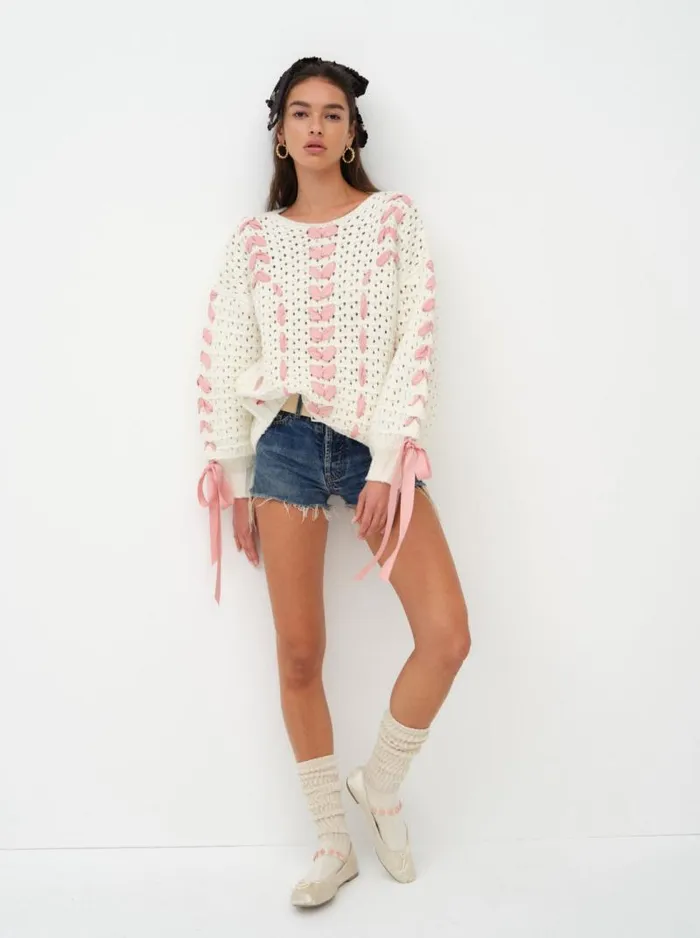 For Love and Lemons Knitwear Laurel Oversized Sweater Ivory 8211 Women For Love and Lemons Knitwear Laurel Oversized Sweater Ivory 8211 Women