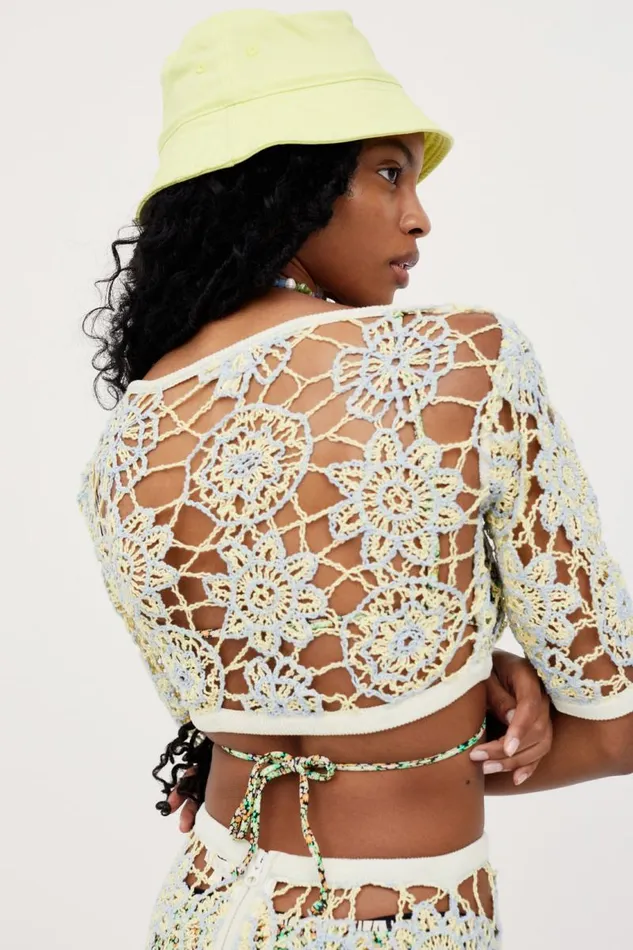 For Love and Lemons Knitwear Sofia Crop Top Light Blue 8211 Women