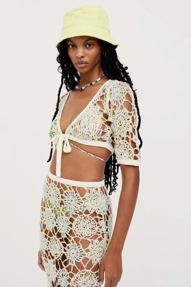 For Love and Lemons Knitwear Sofia Crop Top Light Blue 8211 Women