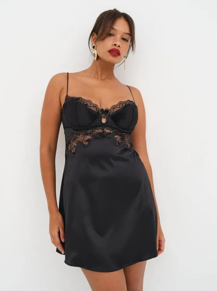 For Love and Lemons Lingerie Brie Slip Dress Black 8211 Women