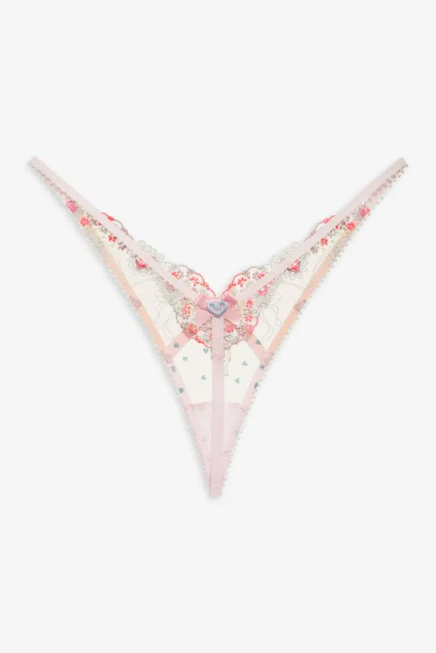 For Love and Lemons Lingerie Gabriella Thong Panty Blue 8211 Women