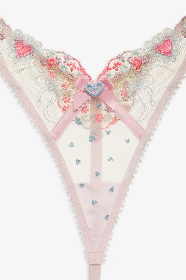 For Love and Lemons Lingerie Gabriella Thong Panty Blue 8211 Women