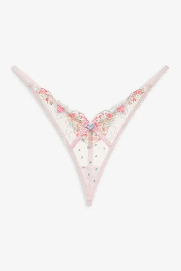 For Love and Lemons Lingerie Gabriella Thong Panty Blue 8211 Women